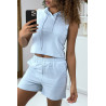 Ensemble top à capuche et short bleu - 5