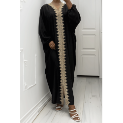 Longue abaya noire over size avec une jolie dentelle - 3