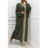 Longue abaya kaki over size avec une jolie dentelle  - 2