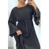 Robe longue plissée noir - 5