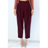 Pantalon bordeaux bouffant taille haute à pinces