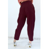 Pantalon bordeaux bouffant taille haute à pinces