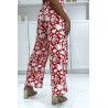 Pantalon palazzo rouge et blanc motif fleuris tendance et chic 