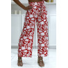 Pantalon palazzo rouge et blanc motif fleuris tendance et chic 