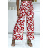 Pantalon palazzo rouge et blanc motif fleuris tendance et chic 