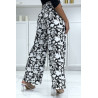 Pantalon palazzo noir et blanc motif fleuris tendance et chic 