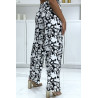 Pantalon palazzo noir et blanc motif fleuris tendance et chic 