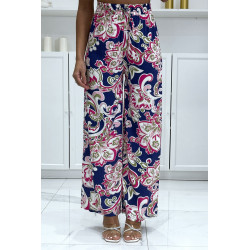 Pantalon palazzo avec sublime motif marine fuchsia 