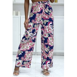 Pantalon palazzo avec sublime motif marine fuchsia 