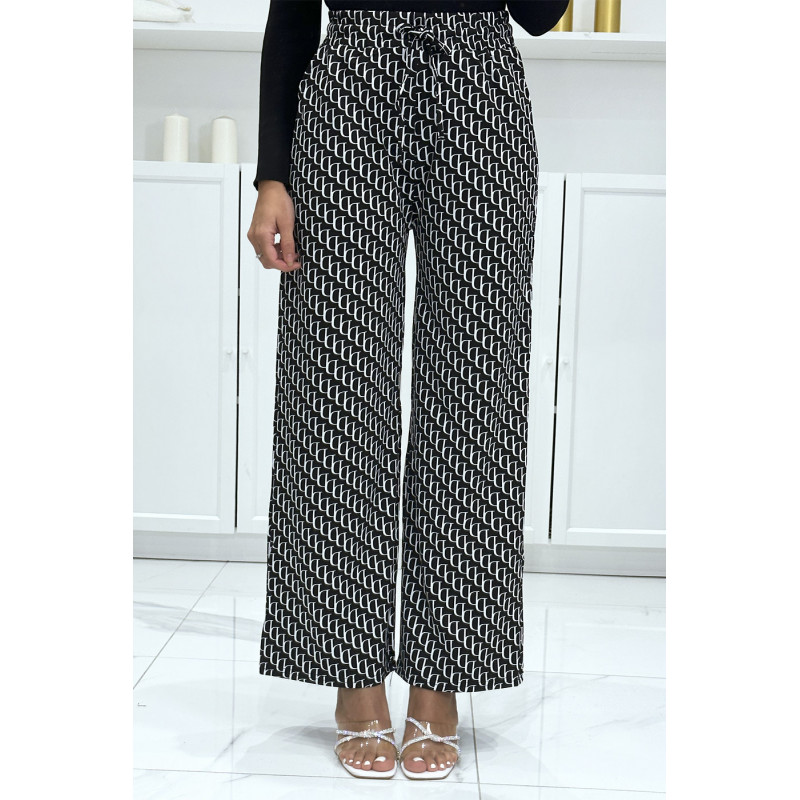 Pantalon palazzo moti D noir et blanc inspiration de marque 