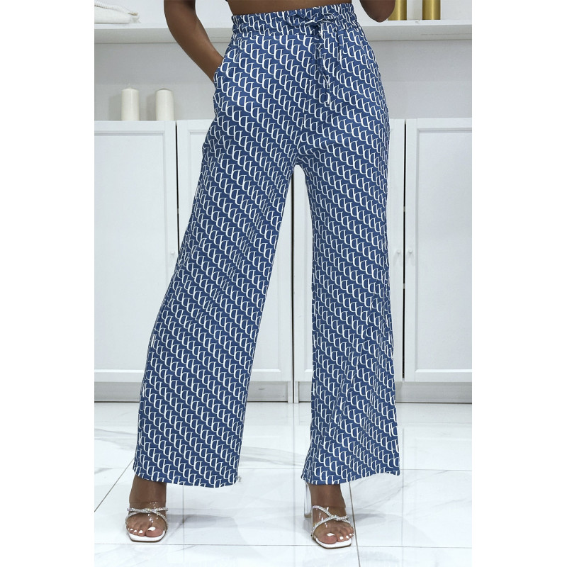 Pantalon palazzo moti D bleu inspiration de marque 