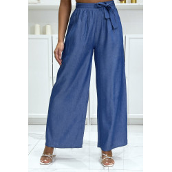 Pantalon palazzo couleur bleu jeans 