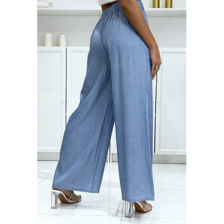 Pantalon palazzo couleur jeans bleu ciel 