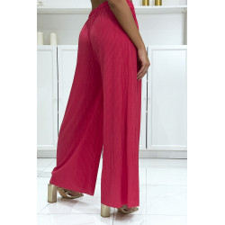 Pantalon palazzo fuchsia plissé très tendance - 1