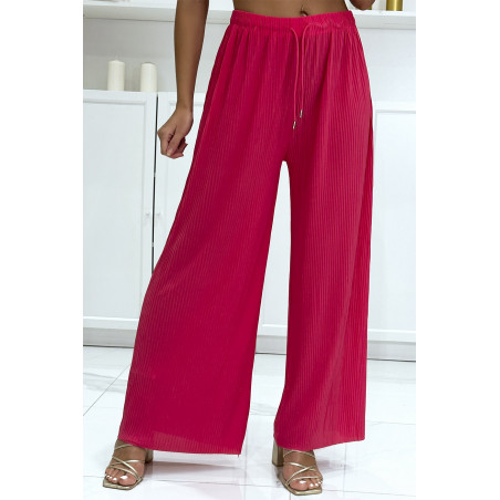 Pantalon palazzo fuchsia plissé très tendance - 3