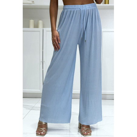 Pantalon palazzo turquoise plissé très tendance - 3